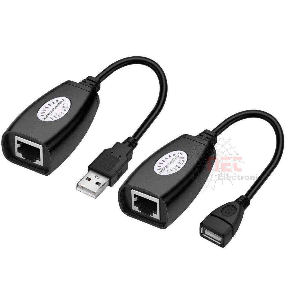 USB Rj45 Extension Adapter Up to 150ft/45m Length