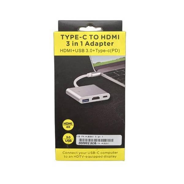 TYPE-C TO HDTV 3 IN 1 ADAPTER HDMI 4K USB 3.0 TYPE-C (PD)